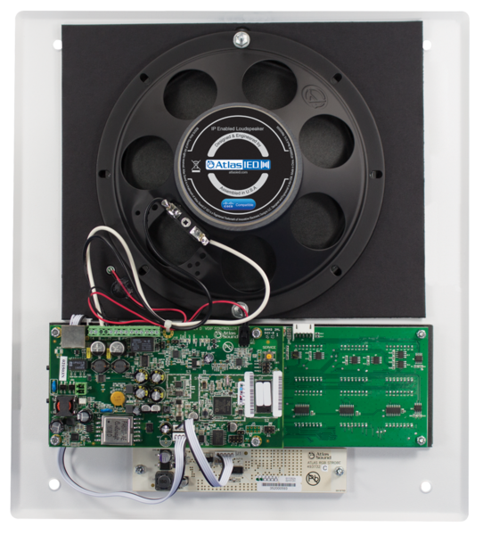 8" IN-WALL/IN-CEILING POE+ IP LOUDSPEAKER SYSTEM WITH MICROPHONE, LED DISPLAY AND FLASHER